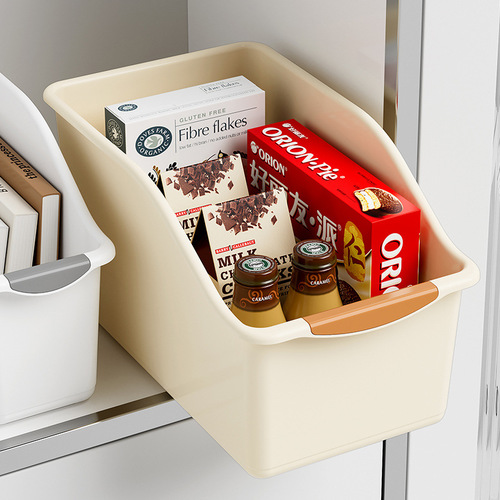 Kitchen storage box cabinet organizer with wheels, slanted top desktop storage box, snack miscellaneous storage basket, shelf organizer