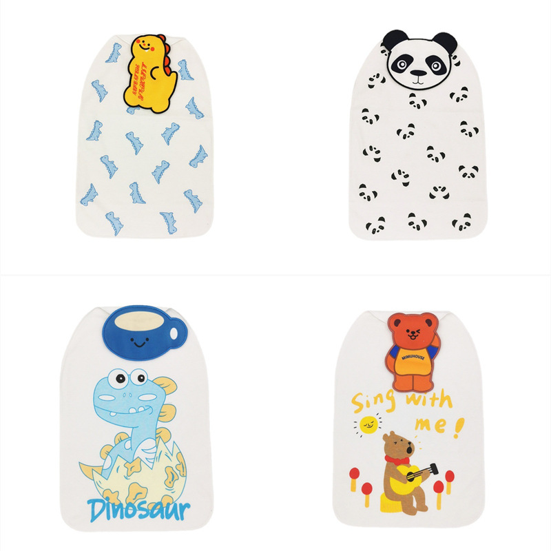 ins new sweat towel pure cotton double layer cotton sweat towel cartoon embroidery children's pad sling extra large sweat absorbent towel