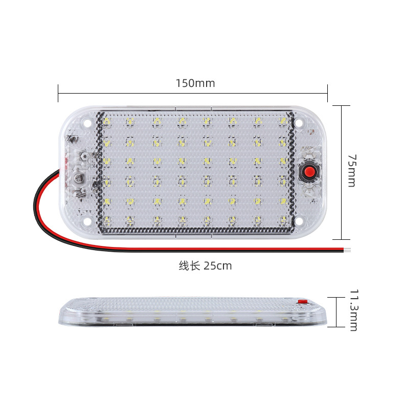 Carriage light super bright waterproof car interior 12-85V in-car lighting reading light box truck light 48 LED