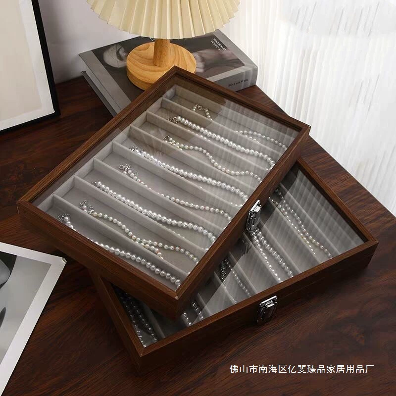 Черный орех, дерево, жемчужное ожерелье, коробка для хранения, цепочка на ключицу, ожерелье, шкатулка для драгоценностей, коробка для жемчужного ожерелья