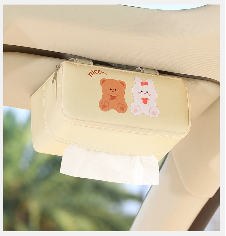 Car Tissue Box Creative Car Tissue Box Tissue Bag Car Hanging Sun Visor Tissue Box High-End