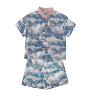 Летняя рубашка для мальчиков, детский комплект, ханьфу, китайский стиль