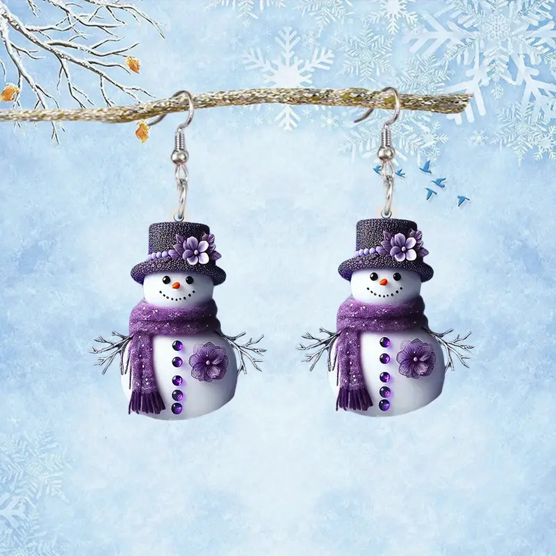 purple acrylic retro creative earrings