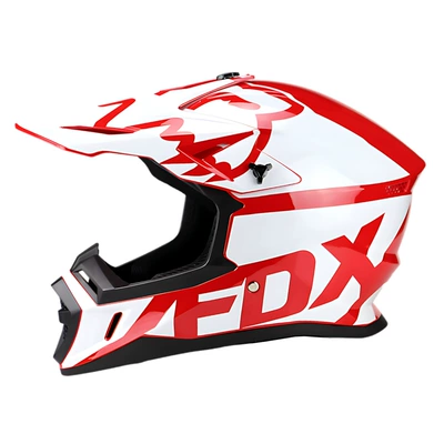 Dot Mountain Road Off-Road Motorcycle Helmet Full-Face Helmet for Men and Women, Electric Motorcycle All-Season Winter Rally Helmet (Motosiklet kaskı (dəbilqə)) - fdx-white-red-s-code-55-56