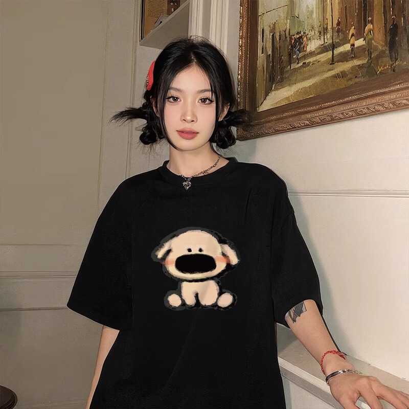 White Pure Cotton Apple Short-Sleeve T-Shirt for Women, Summer 2026 New Design, Niche Style, Regular Shoulder, Loose Half-Sleeve Top, Trendy