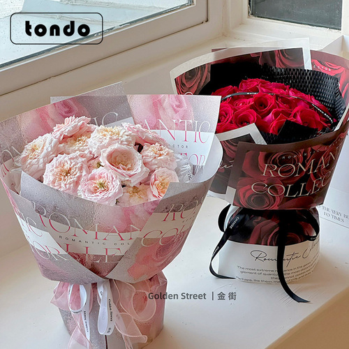 Chinese Valentine's Day new rose flower wrapping paper after the rain kraft paper Romantic Valentine's Day bouquet wrapping flower paper DIY material