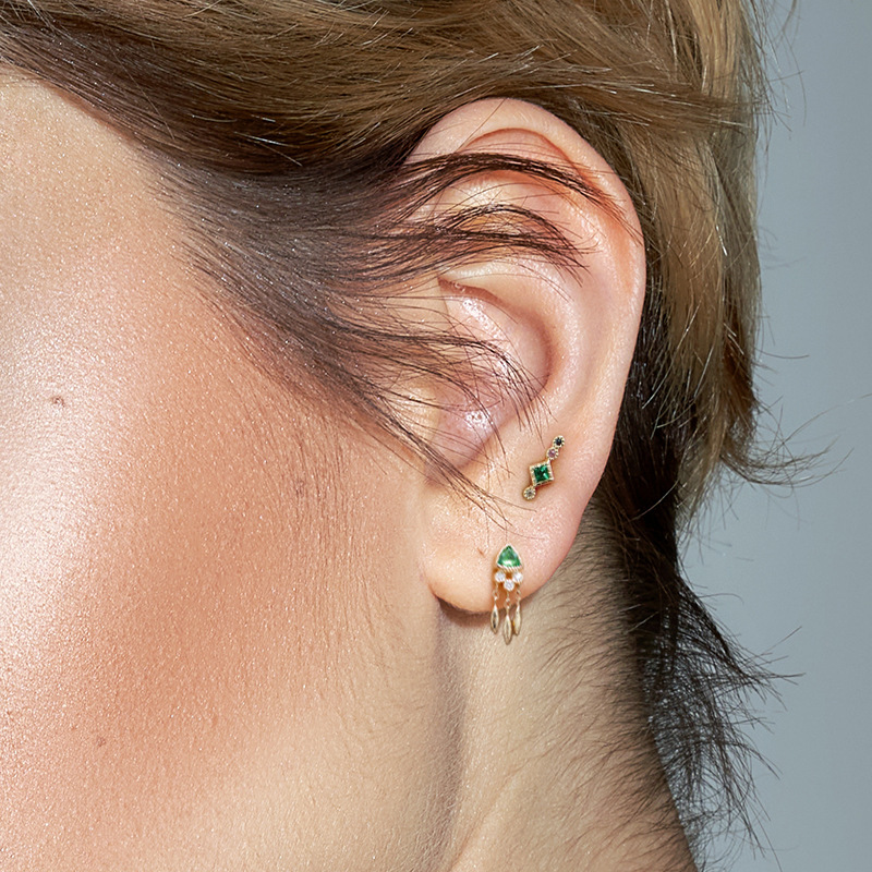 2g Weight 18K Gold Plated Plating Material Ear Studs Classification 1 Piece Quantity Holiday, Daily Occasion 925 Sterling Silver Material Triangle, Tassel Pattern Unisex Gender Casual, Simple Style Style 1 Piece Ear Cartilage Rings & Studs Casual Simple Style Triangle Tassel 925 Sterling Silver 18K Gold Plated 2