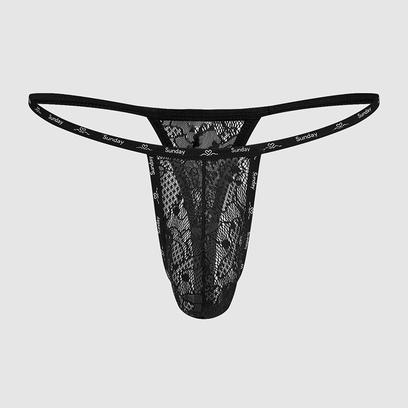 Men's Sexy Lace Thong Letter Webbing Low Waist T-Pants Sexy See-Through Mesh Underwear Dropshipping Men's Sexy Lace Thong Letter Webbing Low Waist T-Pants Sexy See-Through Mesh Underwear Dropshipping