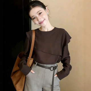 漂亮荷叶边衬衫衬衣女款2026新款春装设计感法式小资别致上衣