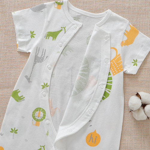 Baby Bodysuit Summer Newborn Baby Hosiery Climbing Suit Class A 100% Cotton Boneless Short Sleeve Newborn Clothes