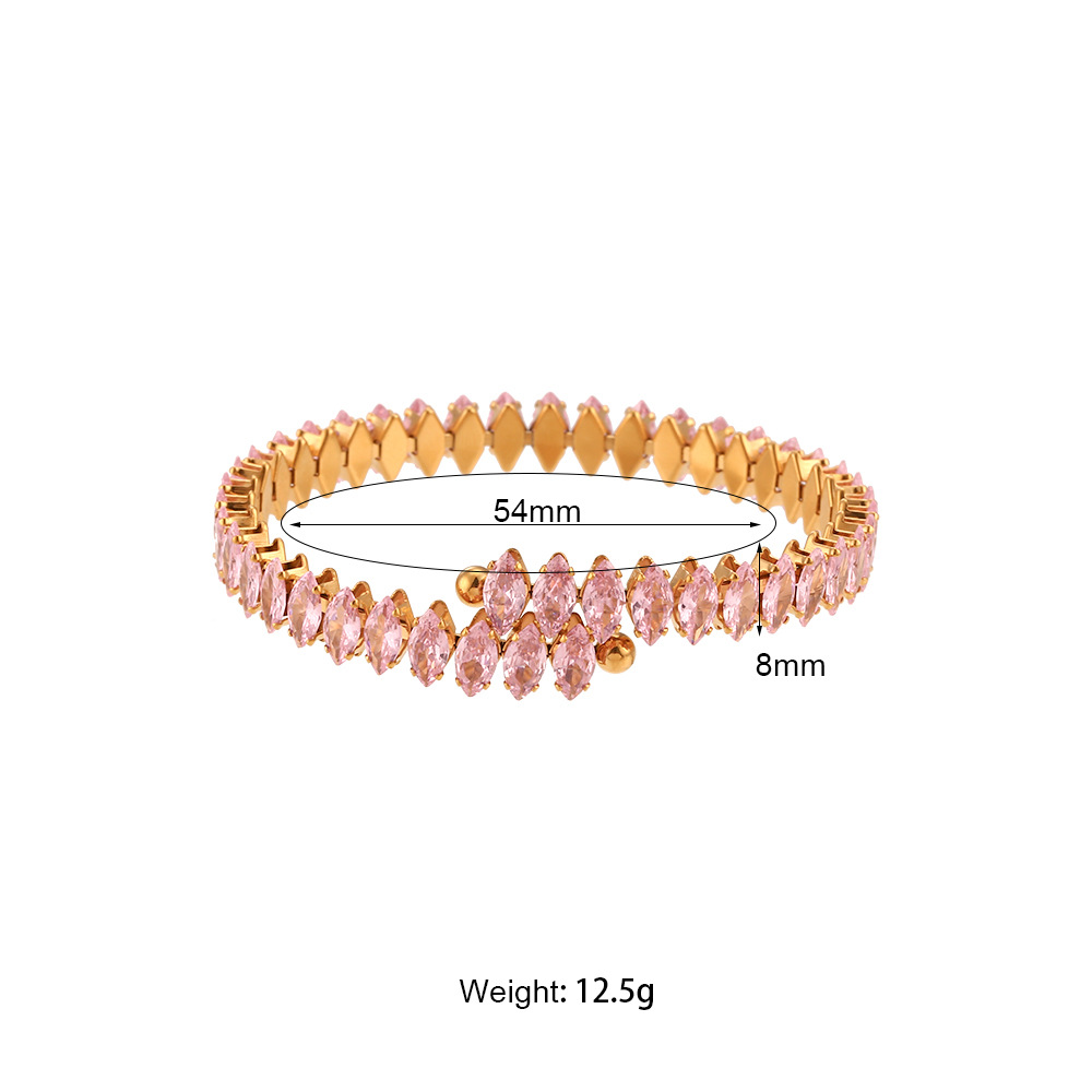 Fashion Solid Color Stainless Steel Plating Inlay Zircon Bangle 1 Piece