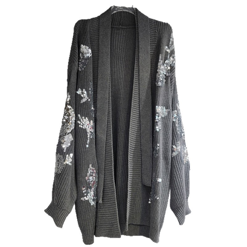 industria pesada bordado de flores de sequillas 2025, otoño y invierno, nuevo estilo de manga larga, viento relajado, jersey de punto, suéter de moda para mujeres image 5