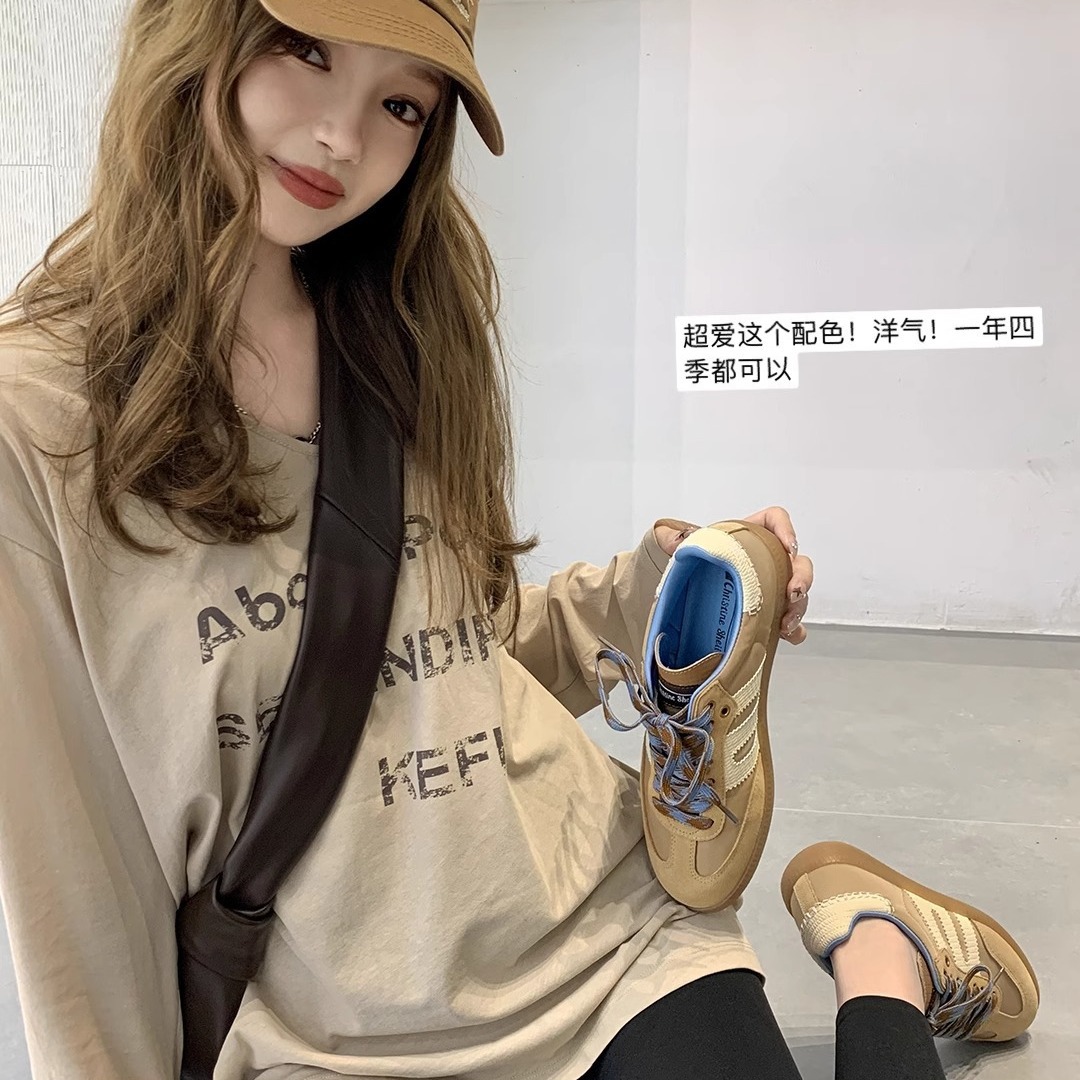 [sheii Su] Zapatos deportivos casuales de cuero suave retrógrado de estilo americano zapatos de entrenamiento de mujeres