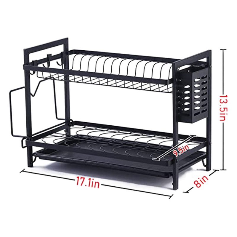 Cocina soporte de almacenamiento de vajilla de doble capa, vajilla, estante de drenaje, estante de drenaje, canasta de drenaje, fregadero, fregadero, estante de tazón