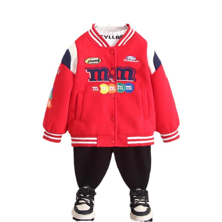 6526 niño rufián guapo motocicleta uniforme de béisbol más chaqueta de terciopelo 2025 otoño e invierno nuevo estilo chaqueta gruesa para niños top