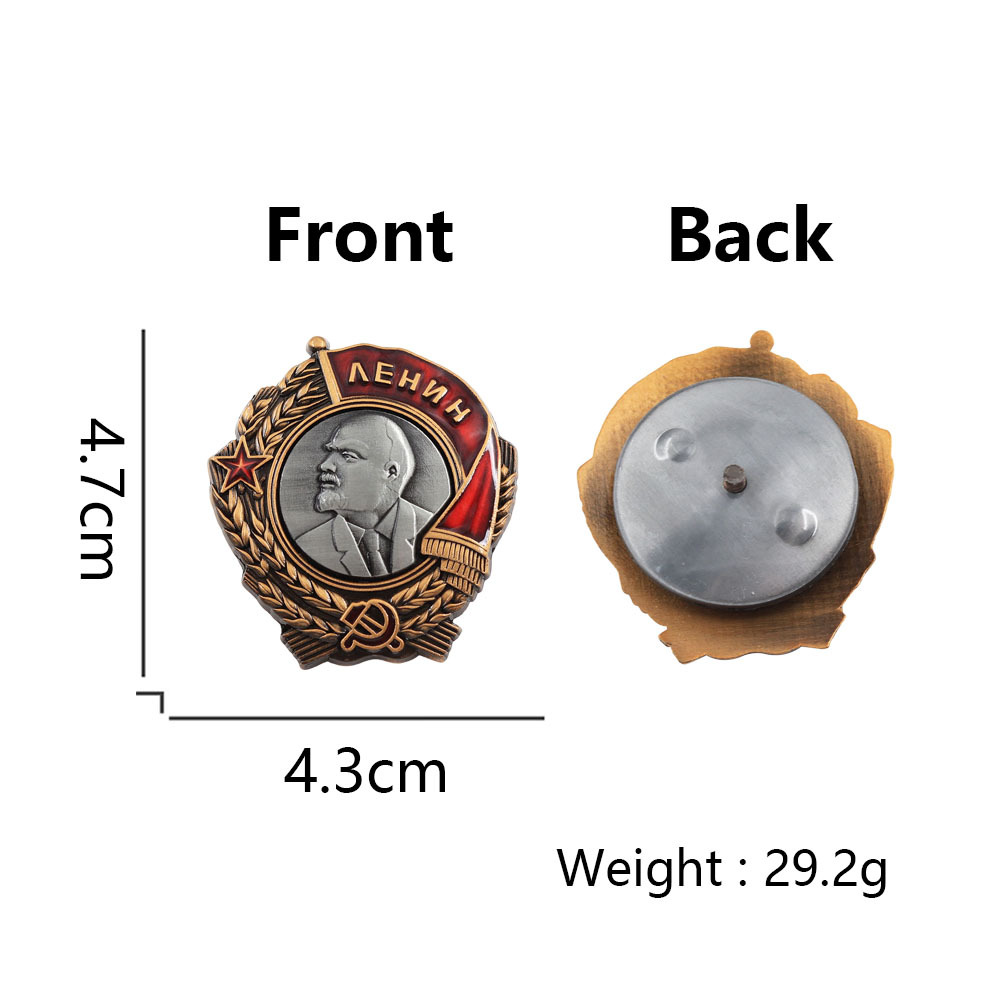 Replica of the Soviet Lenin Medal, Vintage Distressed Craftsmanship, Enamel-Painted Commemorative Badge, Collectible Accessory Pin
