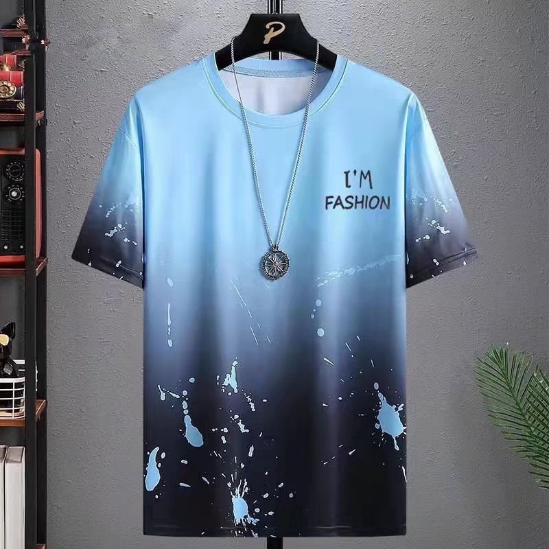 Camisa de manga corta pantalones cortos traje de estilo coreano más tamaño moda de tinta de moda pintura estilo nacional personalizado Comercio exterior Suministro Superior