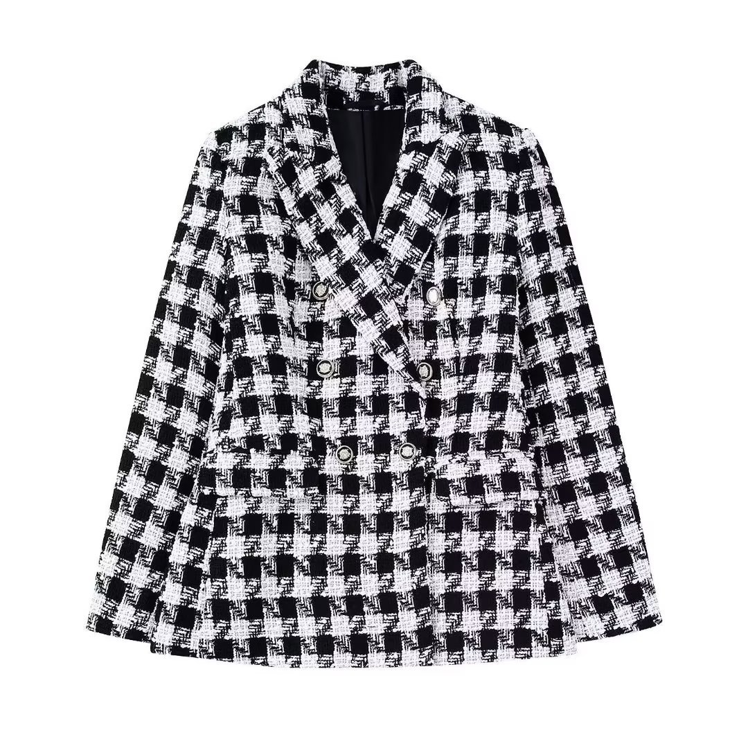 Women's Coat Long Sleeve Blazers Elegant Houndstooth display picture 4