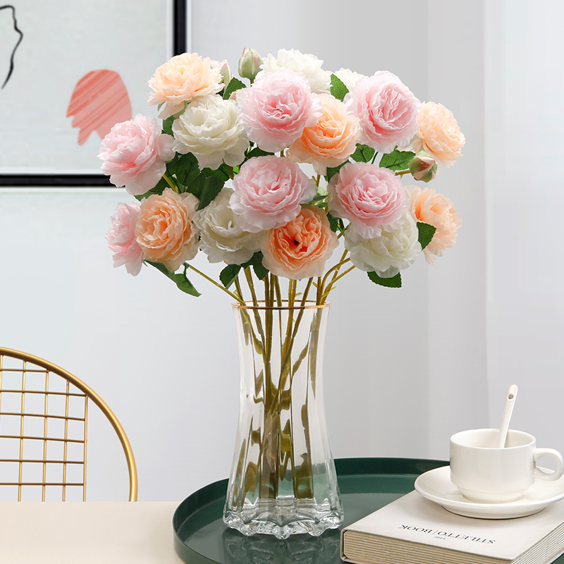 Cross-Border Single Branch 2 Flowers 1 Bud Peony Flower Peony Fake Flower Home Wedding Decoration Ornaments High-End Finished Products Wholesale