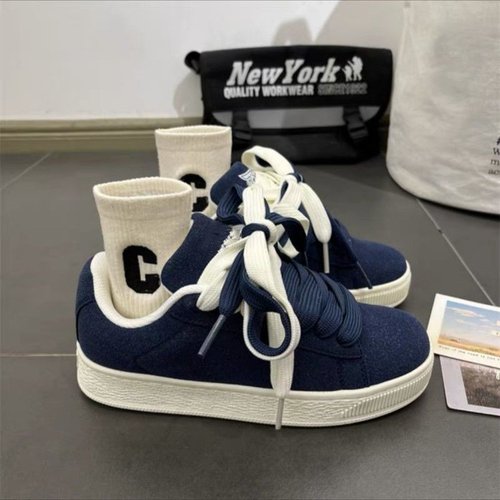 Guochao Instagram Hong Kong-style retro chunky sole board shoes for women, chic niche double strap loafers, low-top casual sports shoes