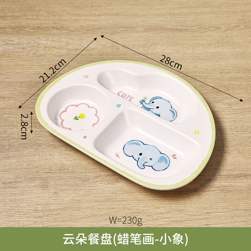 크레용으로 그린 ​​코끼리 접시