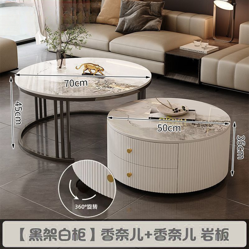 全套岩板茶几客厅家用简约现代新款北欧网红大理石小户型轻奢圆形|undefined