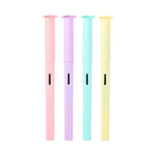 Macaron Color Elementary School Posture Practice Writing Refillable Ink Cartridge EF Sharp 0.38mm Pen Wholesale