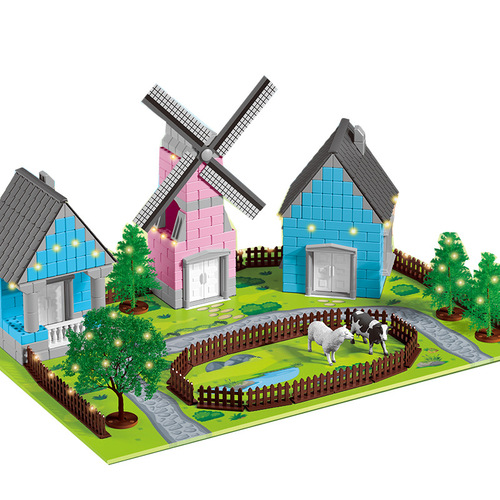 Children's Bricklayer Building House Brick Wall Toy Little House Model Assembly DIY Architect Cement Bricks