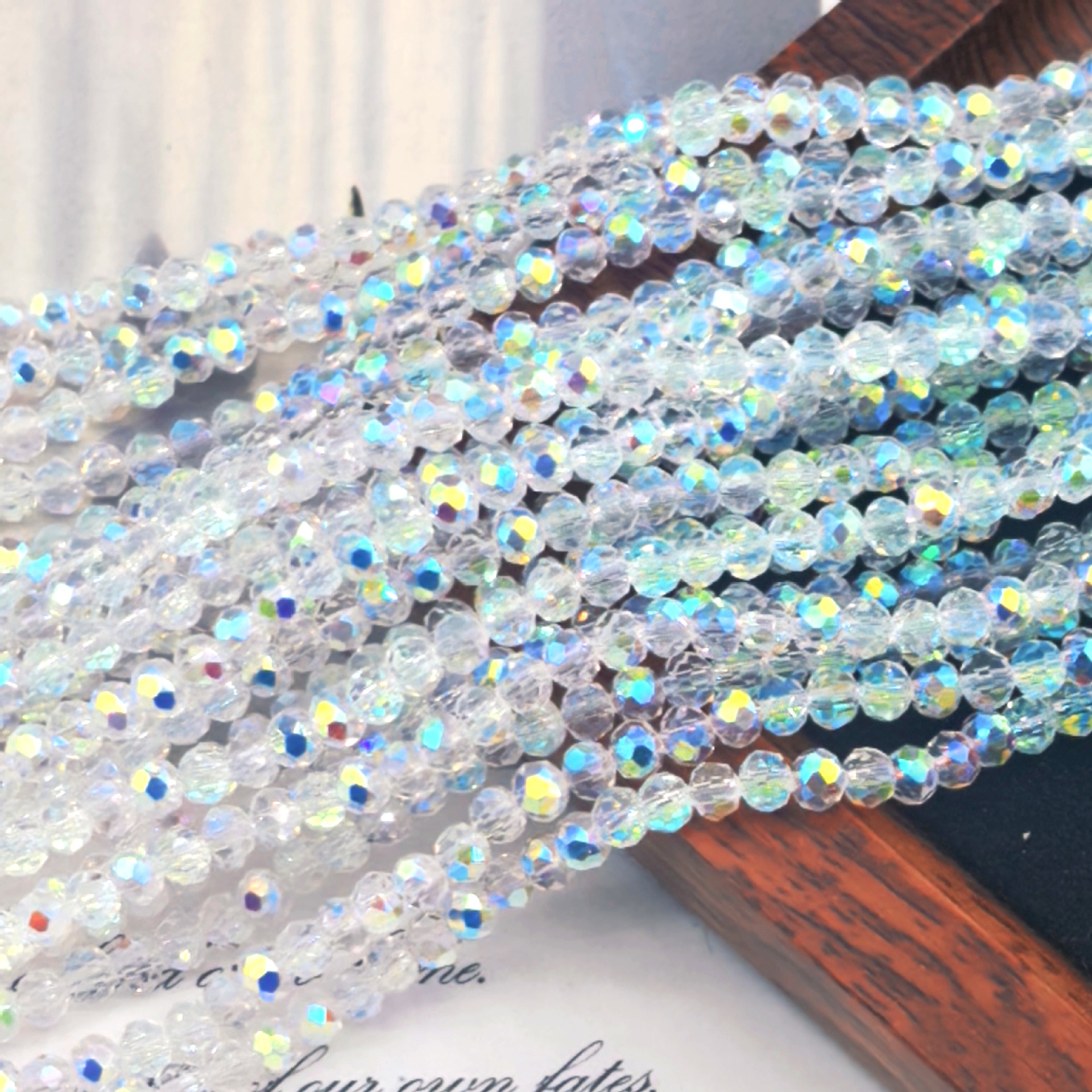 Cuentas de cristal planas y redondas de 4/6/8 mm, cuentas de cristal brillantes hechas a mano para joyería DIY, cuentas sueltas para collar y pulsera