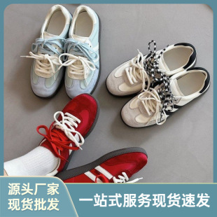 Flat Double Shoelaces De Training Shoes Women's Shoes 2024 New All-match Sports Casual Shoes Lace-up Sneakers Fashionable White Shoes