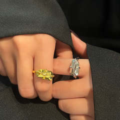 時尚創意款金屬質感戒指女小眾輕奢款開口食指指環嘻哈潮人飾品