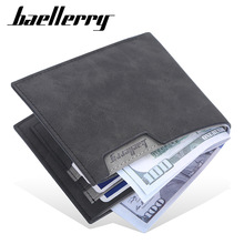 BAELLERRY新款男士短款钱包跨境多卡位敞口皮夹磨砂皮青年卡包男