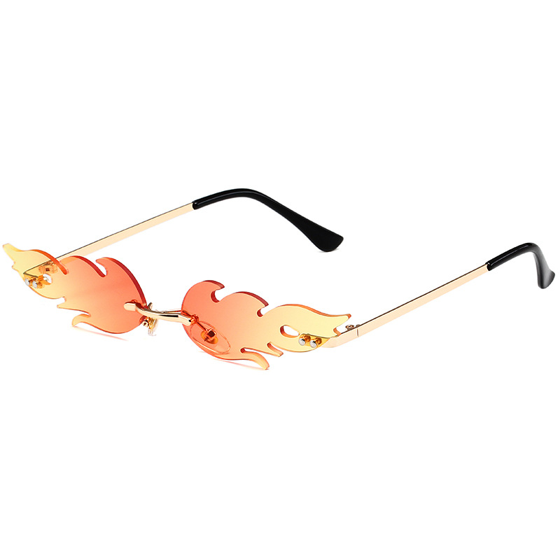2021 new cross-border flame sunglasses personalized fashion sunglasses metal frameless party glasses factory wholesale