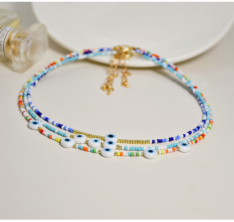 5g Weight Beads, Seed Bead Inlay Material Fashion Eye Beaded Geometry Bohemian Eye Beads Necklace
