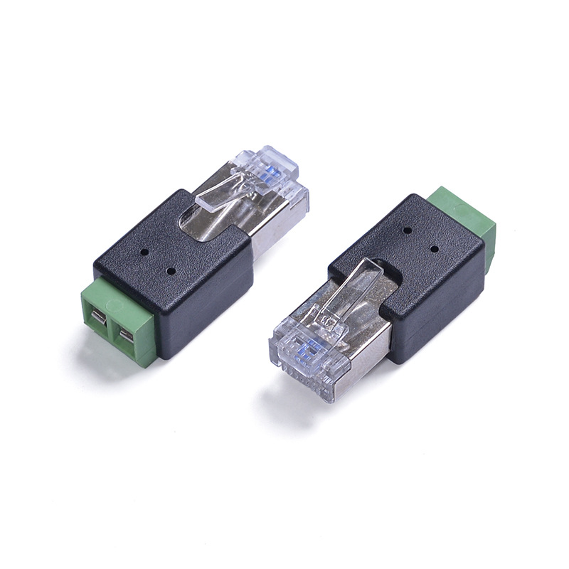 RJ45转2p绿色端子485端子转接头伺服编码器接头网线接头