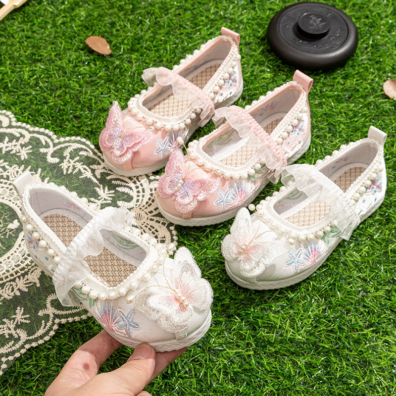Old Beijing Детская Тканевая обувь Обувь для девочек в китайском стиле Hanfu Обувь с вышивкой в старинном костюме Маленькая принцесса в старинном стиле Этническая обувь Хань
