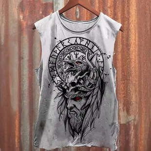 2024 cross-border Amazon AliExpress wish summer men's old retro American pattern digital printed vest