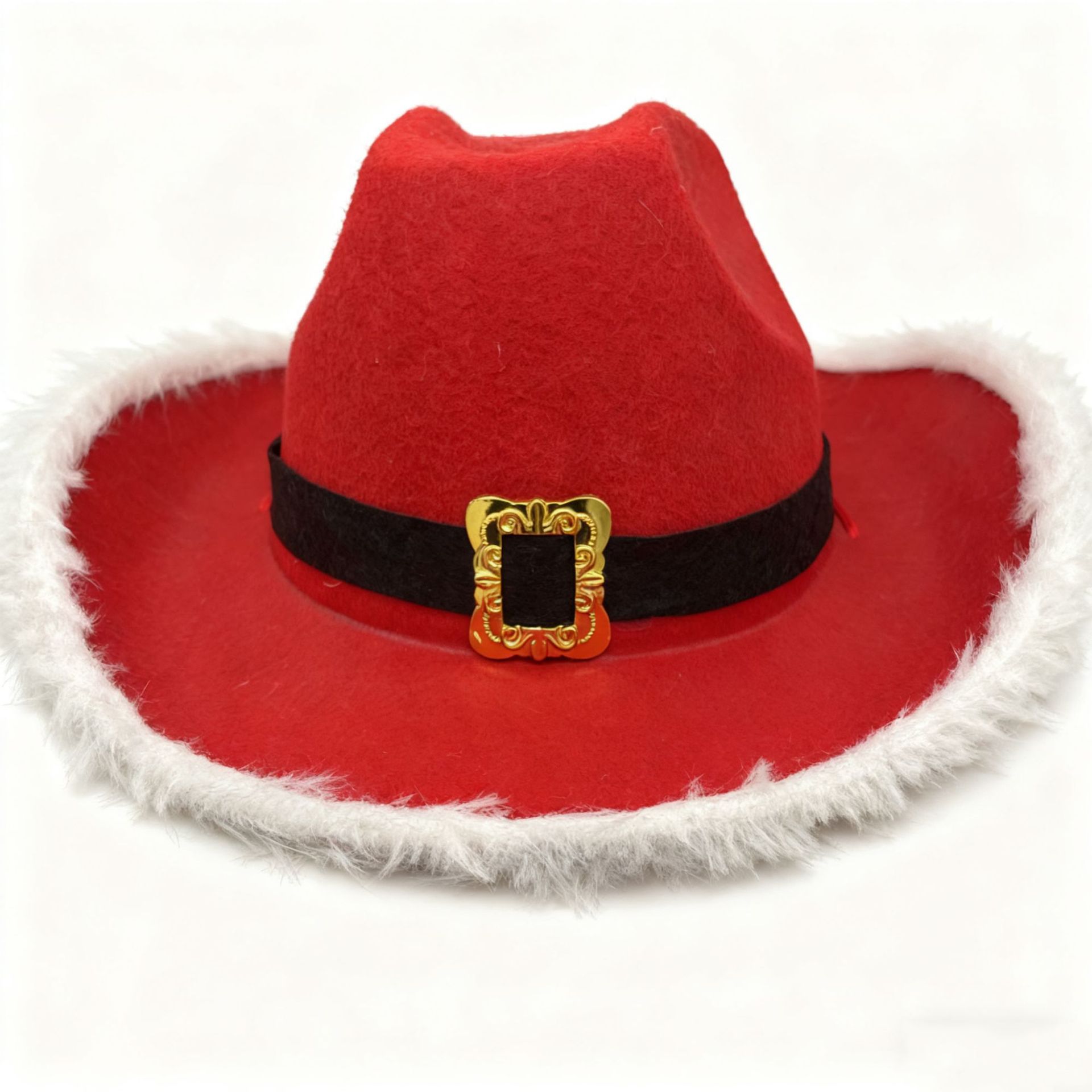 Europa y Estados Unidos transfronterizos sombreros de vaqueros de Navidad bordes rojos sombreros de vaqueros Santa Claus bordes de nieve sombreros de vaqueros