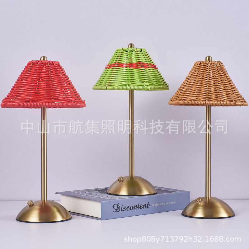 Led Rechargeable Table Lamp Retro Rattan Bar Table Atmosphere Table Lamp Bedroom Bedside Table Desktop Dimmable Night Light Led Rechargeable Table Lamp Retro Rattan Bar Table Atmosphere Table Lamp Bedroom Bedside Table Desktop Dimmable Night Light