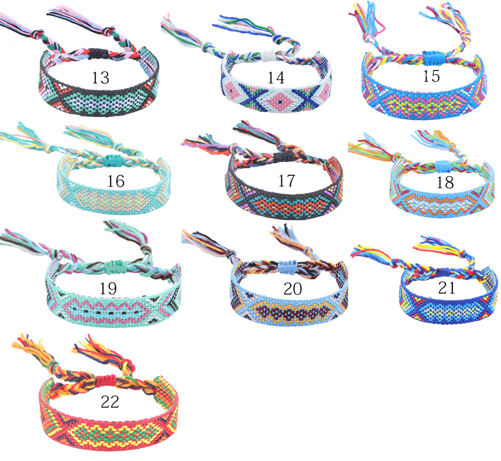 Bracelets Classification Simple Style Geometric Cloth Cotton Thread Woven Chain String Bracelets Wholesale
