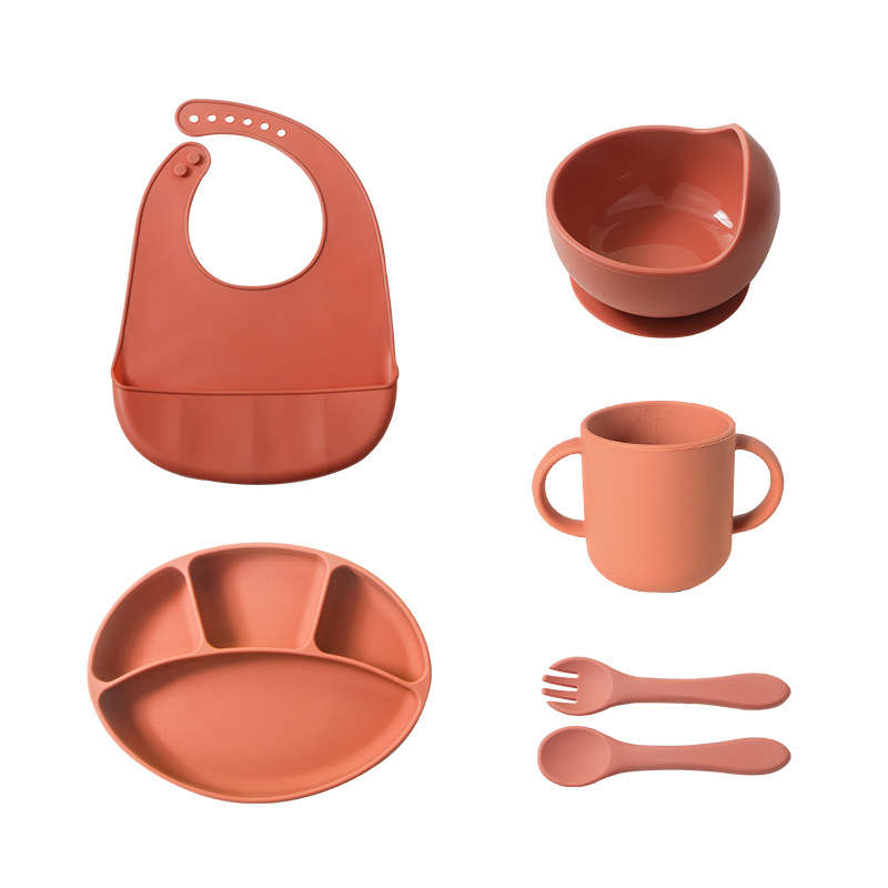 스플릿 플레이트와 더블 컵 + 오렌지 5 종 세트