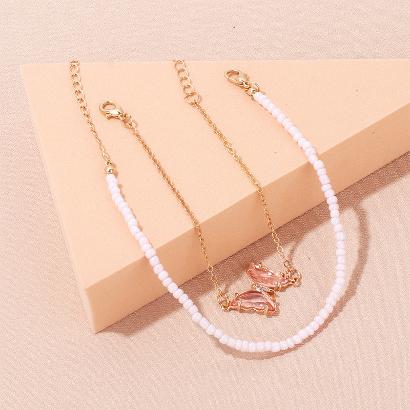 Women'S Gender Fashion Butterfly Alloy Beaded Arylic Anklet