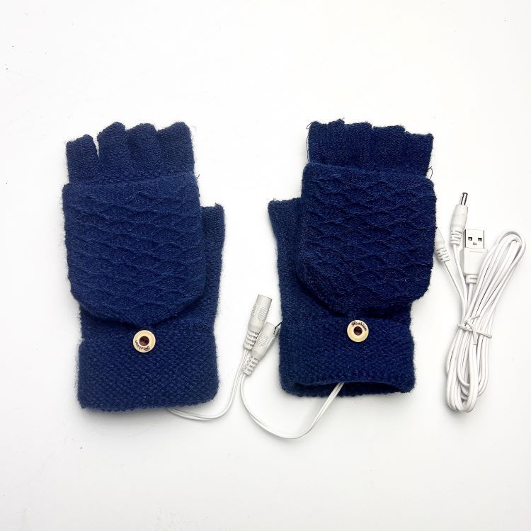 Suministro directo de fábrica de punto de tela escocesa jacquard guantes de calefacción eléctrica calentador de invierno Guantes de calefacción eléctrica USB fuente de comercio electrónico transfronterizo