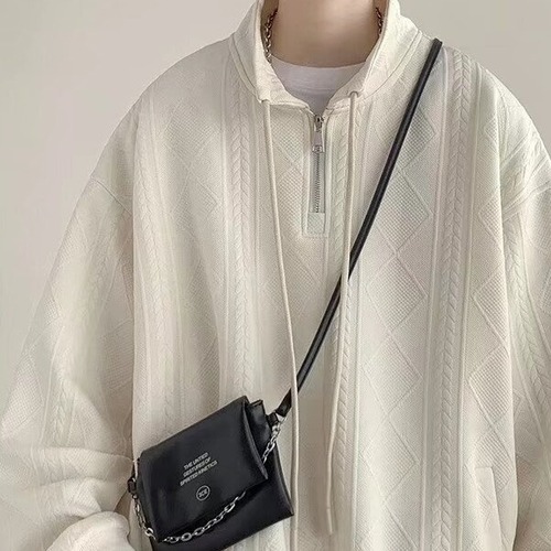 Pure Color Zip-Up Hooded Sweatshirt for Men - Spring and Autumn Season, Japanese Retro Streetwear Brand, Loose Fit Couple Floral Print Jacket