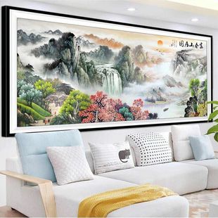 Cross-Stitch 2025 New Model "Wealth from Flowing Water" Fuchun Mountain Landscape Embroidery Home Decor New Product Scenery Decorative Painting