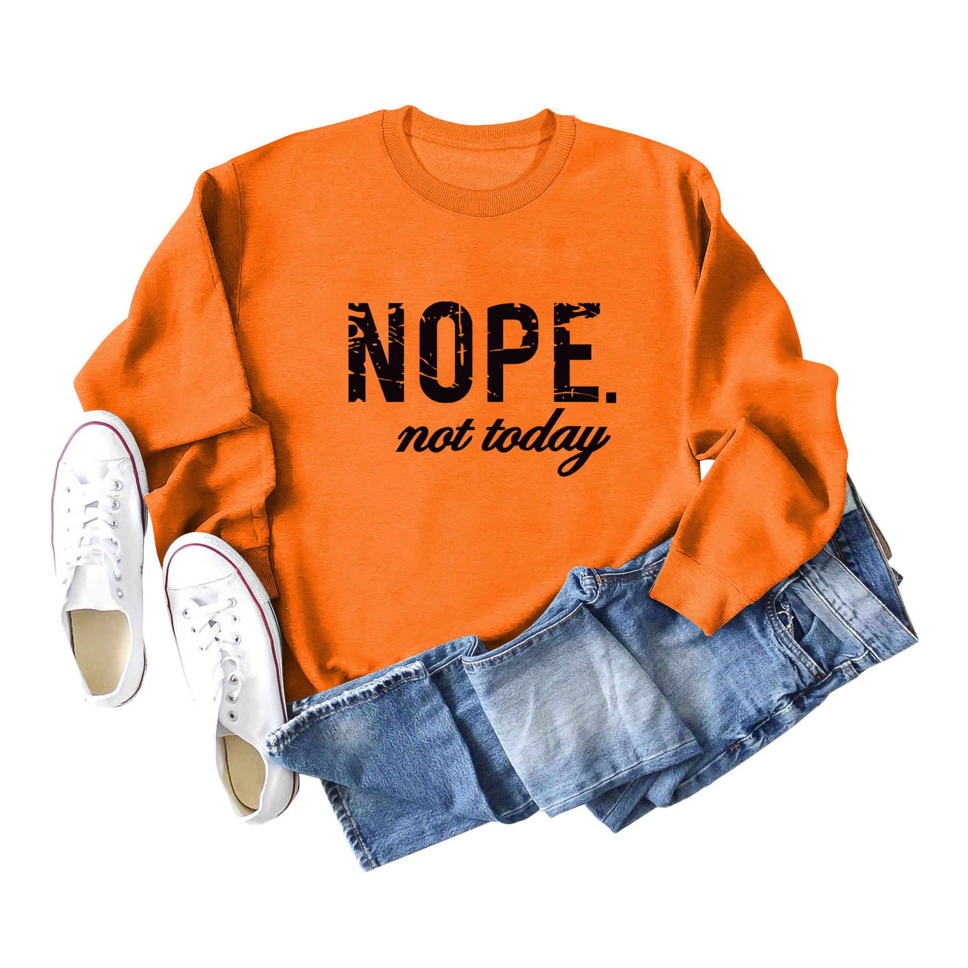 Amazon deseo transfronterizo europeo y americano no NOPE hoy carta casual suéter de manga larga camisa de fondo Suelto