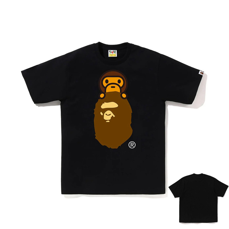 APE Ape トレンドブランド 外国貿易 ヘビーウェイト ピュアコットン ラウンドプリント ユニセックス ゆったり プレミアム 半袖 Tシャツ 25SS|undefined