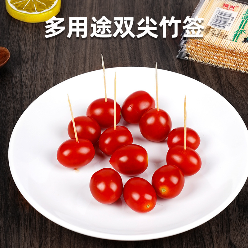 つまようじ使い捨て二頭竹製のつまようじホテルの飲食卸売り袋の果物の札の太さは天然の毛の竹の署名に署名します。|undefined