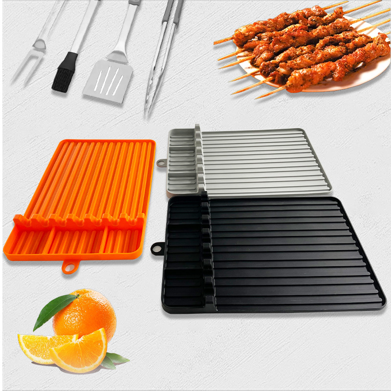 Amazon Best-Selling BBQ Grill Silicone Side Rack Mat Blackstone Silicone Grill Tool Mat BBQ Rack Tray Mat Wholesale