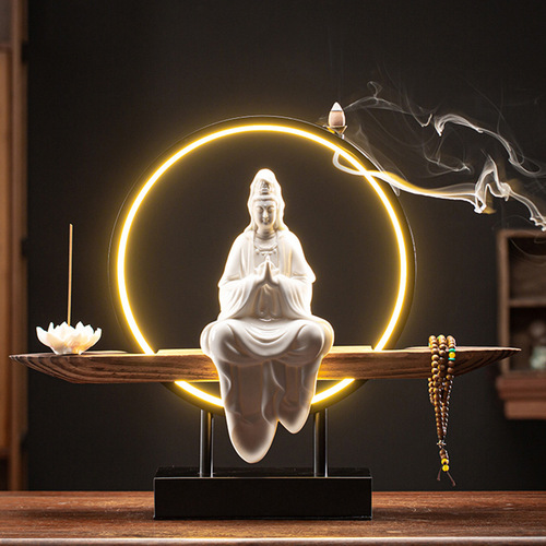 Zen new Chinese style Guanyin Bodhisattva ceramic crafts Buddha statue home worship ornaments Ruyi Guanyin home decoration
